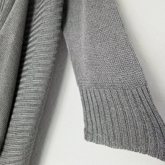 Eileen Fisher Linen Silk Blend Rib Knit Open Front Waterfall‎ Cardigan M Gray - Picture 11 of 16